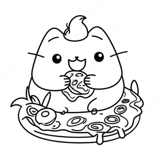 Niedlicher Pusheen Der Pizza Isst Ausmalbild 6473-934