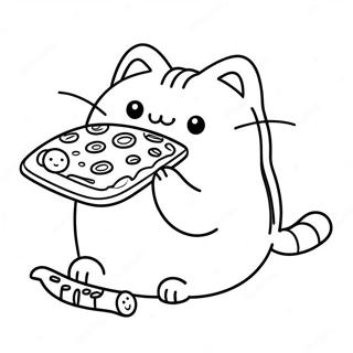 Niedlicher Pusheen Der Pizza Isst Ausmalbild 6473-935