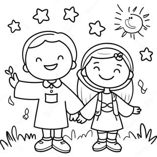 Gluckliche Friedliche Kinder Ausmalbild 64807 13958