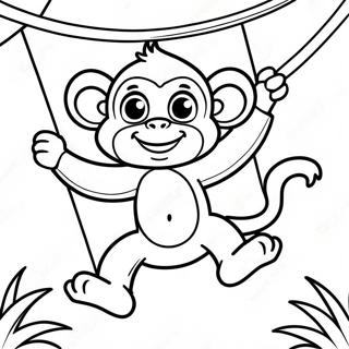 Verspielter Affe Schwingt Ausmalseite 66269-14494