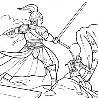 Episches Schwertkampf Ausmalbild 69860 15291