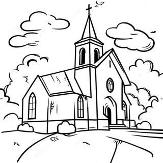 Friedliche Kirchenszene Ausmalbild 70498-15433