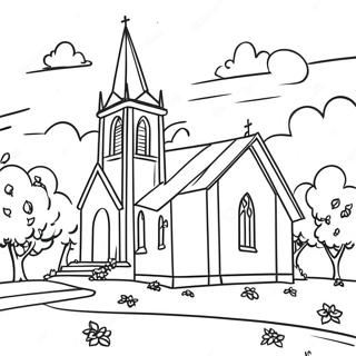 Friedliche Kirchenszene Ausmalbild 70498-15434