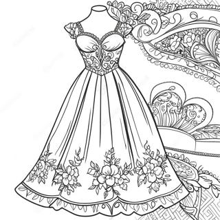 Elegantes Vintage Kleid Ausmalbild 71934-15801