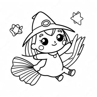 Niedliche Hexe Die Auf Einem Besen Fliegt Ausmalbild 72646-16351