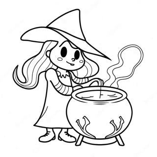 Gruselige Hexe Mit Einem Kessel Ausmalbild 72647-16353