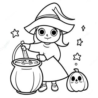 Gruselige Hexe Mit Einem Kessel Ausmalbild 72647-16354