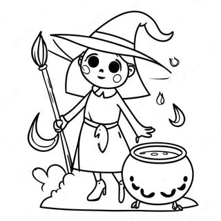 Gruselige Hexe Mit Einem Kessel Ausmalbild 72647-16355