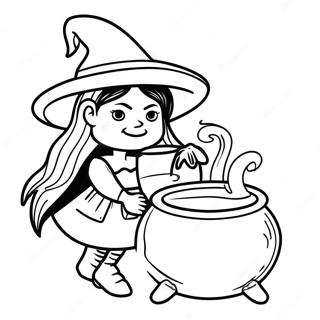 Gruselige Hexe Mit Einem Kessel Ausmalbild 72647-16356
