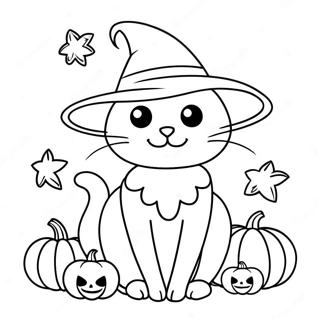 Hexenkatze Die Auf Einem Kurbis Sitzt Ausmalbild 72648-16357