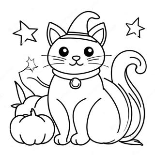 Hexenkatze Die Auf Einem Kurbis Sitzt Ausmalbild 72648-16359
