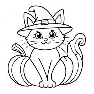 Hexenkatze Die Auf Einem Kurbis Sitzt Ausmalbild 72648-16360