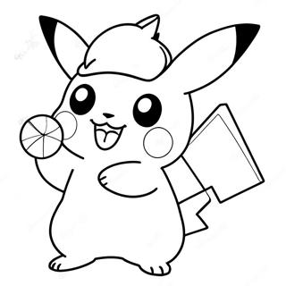 Pikachu Mit Einem Zuckerstangen Ausmalbild 72674 16377