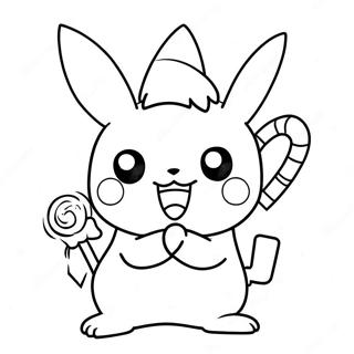 Pikachu Mit Einem Zuckerstangen Ausmalbild 72674 16378
