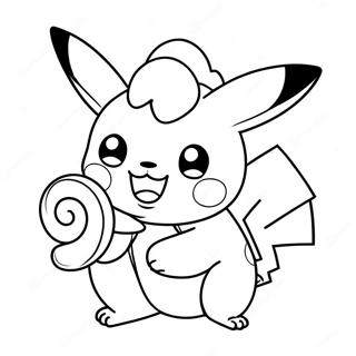 Pikachu Mit Einem Zuckerstangen Ausmalbild 72674 16379