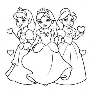 Charmante Disney Prinzessinnen Mit Herzen Ausmalbild 72984-16614