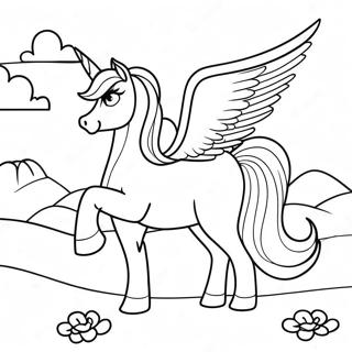 Fantasy Alicorn In Einer Regenbogenlandschaft Ausmalbild 73113-16717