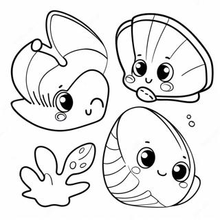 Niedliche Cartoon Muscheln Ausmalbild 74140-17519