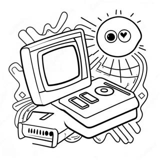 Klassisches 80er Jahre Videospiel Ausmalbild 74959-18160