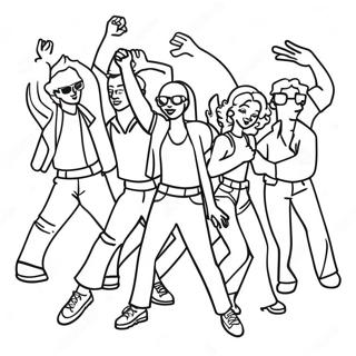 Funky 80er Jahre Tanzparty Ausmalbild 74960-18161