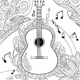 Bunte Gitarre Mit Noten Ausmalbild 74986-18182