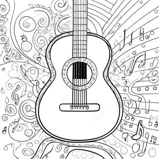 Bunte Gitarre Mit Noten Ausmalbild 74986-18183
