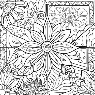 Bunte Florale Quiltmuster Ausmalbild 75600-18649