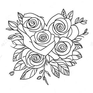Elegantes Herzrose Blumenstrauss Ausmalbild 76626 19456