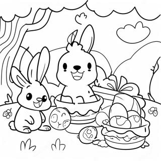 Bluey Und Freunde Ostern Picknick Ausmalbild 77141-19844