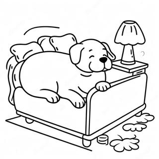 Schlafender Hund Auf Einem Gemutlichen Bett Ausmalbild 77502-20124