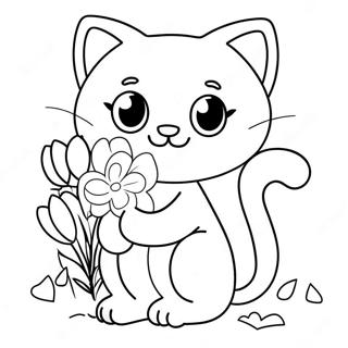 Niedliches Katze Madchen Mit Blumen Ausmalbild 77731-20291