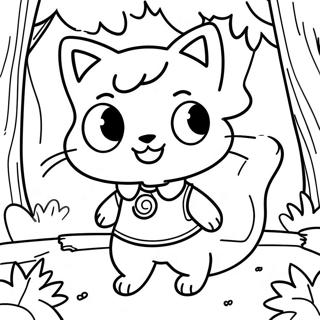 Abenteuerliches Katze Madchen Im Wald Ausmalbild 77732-20294