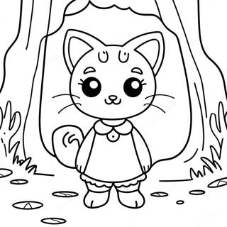 Abenteuerliches Katze Madchen Im Wald Ausmalbild 77732-20296