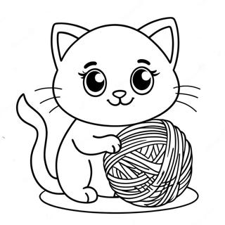 Verspieltes Katze Madchen Mit Einem Wollknauel Ausmalbild 77733-20297