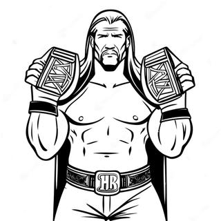 Dynamischer Triple H Mit Zwei Gurtel Ausmalbild 78250 20697