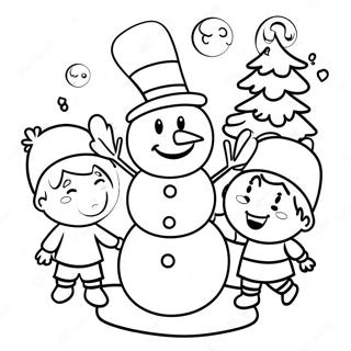 Verspielter Frosty Mit Kindern Ausmalbild 78587 20963