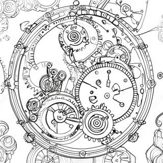 Vintage Steampunk Uhrwerk Ausmalbild 79876-21949