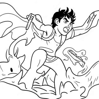 Ausmalbild Von Percy Jackson Der Gegen Monster Kampft 80185 22190