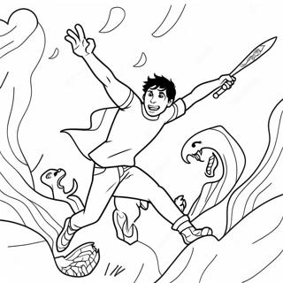 Ausmalbild Von Percy Jackson Der Gegen Monster Kampft 80185 22191
