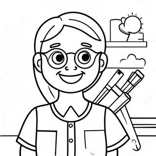 Lachelnde Lehrerin Am Ersten Tag Im Vorschulkindergarten Ausmalbild 80391 22349