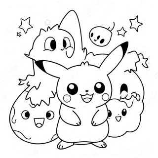 Niedliches Halloween Pikachu Mit Geistern Ausmalbild 81418-23152