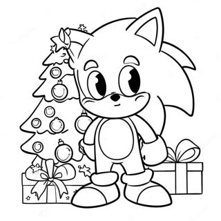 Sonic Schmuckt Einen Weihnachtsbaum Ausmalbild 83014-24417
