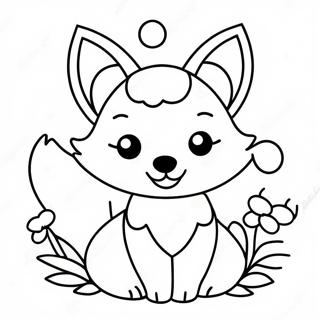 Niedlicher Kawaii Fuchs Mit Blumen Ausmalbild 83088-24465