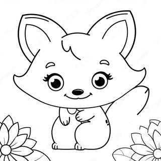 Niedlicher Kawaii Fuchs Mit Blumen Ausmalbild 83088-24466