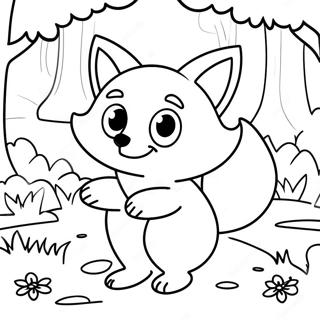 Verspielter Kawaii Fuchs Im Wald Ausmalbild 83089-24471