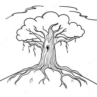 Einsamer Baum In Einem Sturmischen Himmel Ausmalbild 83370 24695