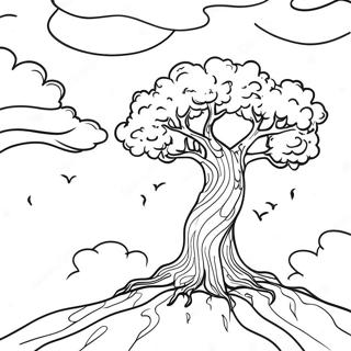 Einsamer Baum In Einem Sturmischen Himmel Ausmalbild 83370 24696