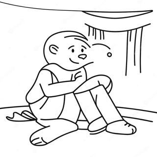 Nachdenklicher Erwachsener Sitzt Ausmalbild 83371 24697