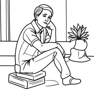 Nachdenklicher Erwachsener Sitzt Ausmalbild 83371 24700