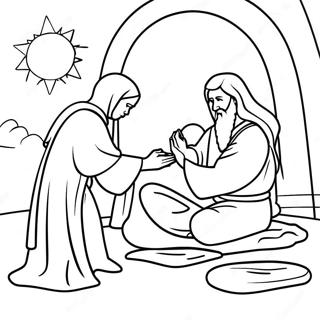 Friedliche Glaubensszene Ausmalbild 84216-25357